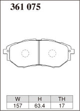 Dixcel R01 Type Brake Pads - Front - Subaru Levorg VM4 - pad shape diagram