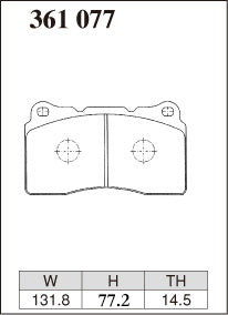Dixcel ES Type Brake Pads - Front - Subaru Forester SJ5 (ts (Brembo)) - pad shape diagram
