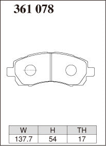 Dixcel M Type Brake Pads - Front - Subaru Impreza GF8 (HX-20S with ABS; HX-20S without ABS) - pad shape diagram