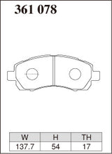 Dixcel M Type Brake Pads - Front - Subaru Impreza GF8 (HX-20S with ABS; HX-20S without ABS) - pad shape diagram