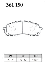 Dixcel ES Type Brake Pads - Front - Subaru Impreza GH3 (2011-2011) - pad shape diagram
