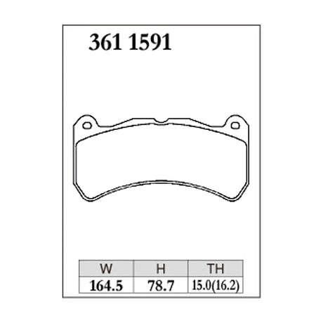 Dixcel RA Type Brake Pads - Front - Impreza Spec C RA-R, R205, S207, S208 - pad shape diagram