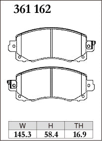 Dixcel Z Type Brake Pads - Front - Subaru Forester SJ5 (2018-2025) - pad shape diagram