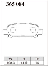 Dixcel ES Type Brake Pads - Rear - Subaru Legacy BL5 (2.0GT/spec B; 3.0R/spec B/SI Cruise; BLITZEN 2005/2006) - pad shape diagram