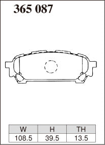 Dixcel ES Type Brake Pads - Rear - Subaru Forester SG5 (NA; TURBO ( B-)) - pad shape diagram