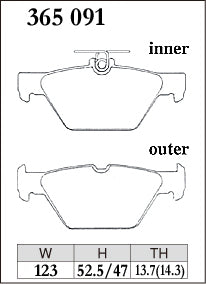 Dixcel Z Type Brake Pads - Rear - Subaru Forester SJ5 (2018-2025) - pad shape diagram