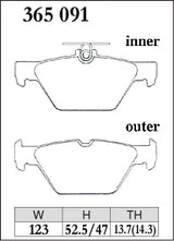 Dixcel ES Type Brake Pads - Rear - Subaru Forester SJ5 (2018-2025) - pad shape diagram
