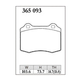 Dixcel Z Type Brake Pads - Rear - WRX STI (VAB) 2-Pot (2017+) - pad shape diagram