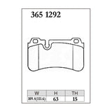 Dixcel Z Type Brake Pads - Rear - R205/S206 - pad shape diagram