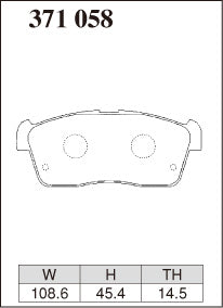 Dixcel R01 Type Brake Pads - Front - Toyota BB QNC20 - pad shape diagram