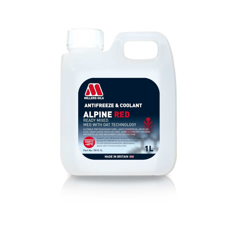 Millers Alpine Red Anti Freeze and Coolant Read Mixed - 1L