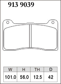Dixcel RE Type Brake Pads - Front - Wilwood Dynapro 13mm - pad shape diagram