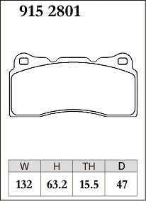 Dixcel Z Type Brake Pads - Misc 4 Pot Callipers (GReddy Rear Feed FD3S) - pad shape diagram