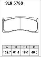 Dixcel Z Type Brake Pads - Rear - DX4PC4134 TH18 - pad shape diagram