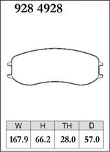 Dixcel GT Type Brake Pads - Front - Porsche 991 CUP PFC - pad shape diagram