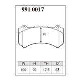 Dixcel M Type Brake Pads - Front - R35 GT-R Brembo 6piston - pad shape diagram
