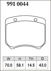 Dixcel RE Type Brake Pads - Front - AP CP5020-20/21 - pad shape diagram