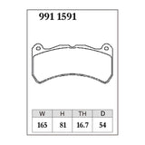 Dixcel RA Type Brake Pads - Front - Lexus IS-F, Legacy S402 - pad shape diagram