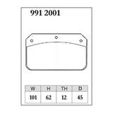 Dixcel Z Type Brake Pads - Front - Willwood (Outlaw) Caliper - pad shape diagram