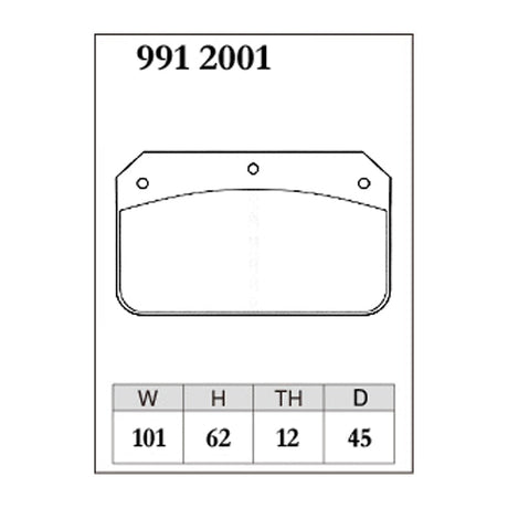 Dixcel Z Type Brake Pads - Front - Willwood (Outlaw) Caliper - pad shape diagram