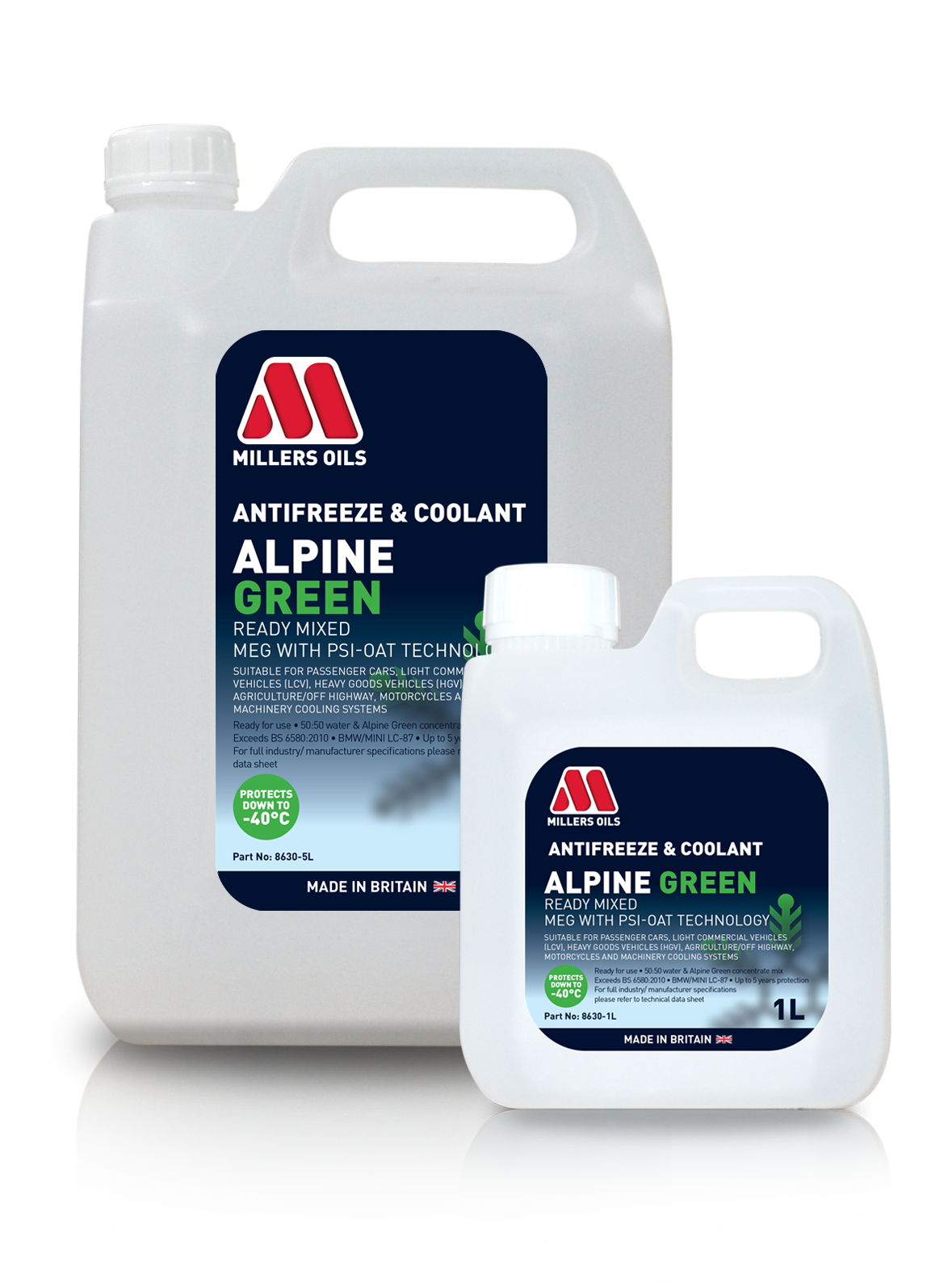 Millers Alpine Green Anti Freeze and Coolant Ready Mixed - 1L