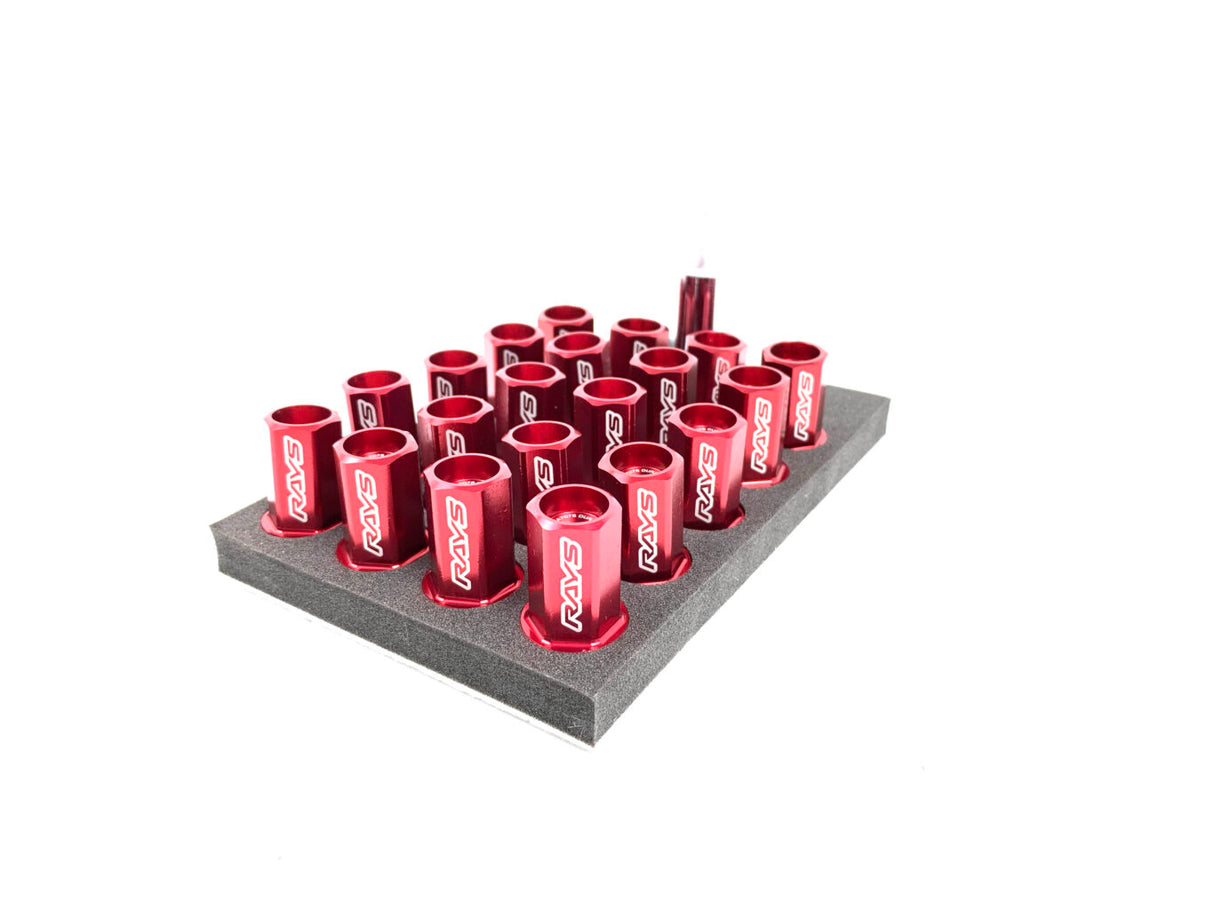 Rays Dura Nuts Straight Lock and Nut Set-M12x1.5-Red