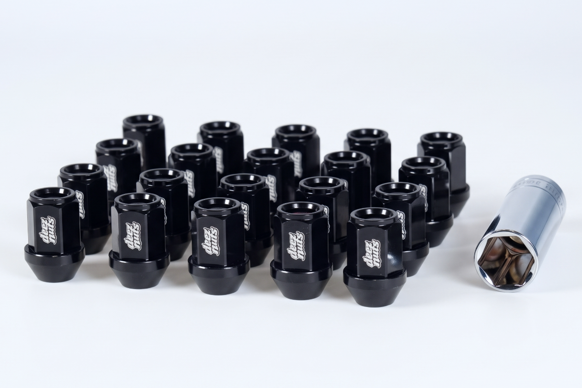 Deez Nuts 7075-T6 Aluminum Wheel Nuts, 20pcs - M12x1.25, Black