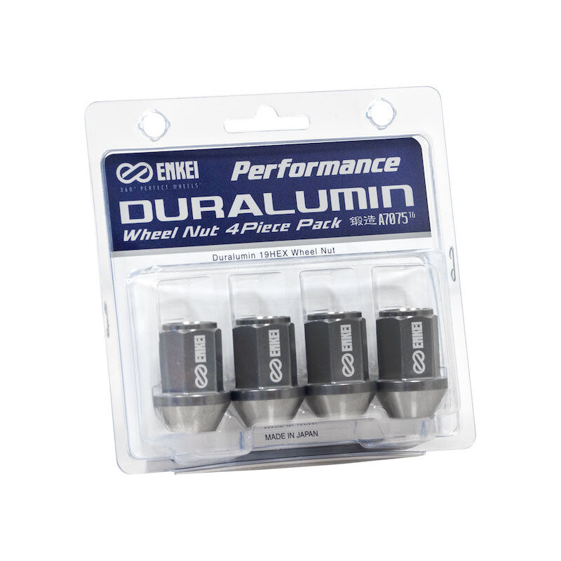 Enkei Duralumin Wheel Nut and Lock Set - Smoked Silver - M12x1.5 - 4