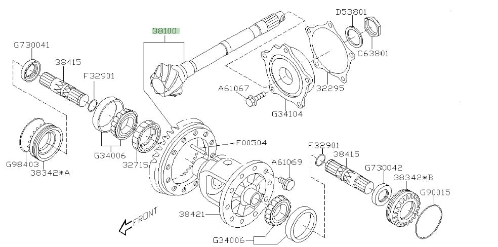 Genuine Subaru Front Crown Wheel & Pinion 3.90:1 - 6 Speed