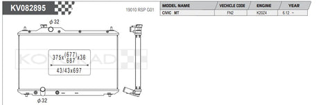 Koyorad Performance Aluminium Radiator - Honda Civic Type R FN2 (36mm Core)