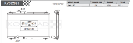 Radiador de aluminio Koyo Performance para Honda Civic Type R FN2 06-11 (núcleo de 36 mm)