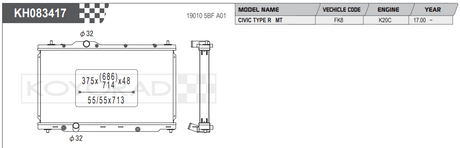 Koyorad Performance Aluminium Radiator - Civic FK8