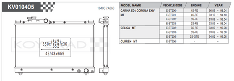 Radiador de aluminio Koyo Performance para Toyota Celica ST205 93-99 (núcleo de 36 mm)
