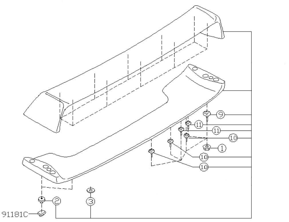 Subaru High Level Rear Spoiler Bolt Kit GDB 2001-2007