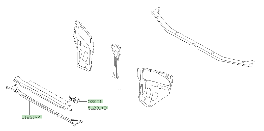 Subaru Radiator Support Panel Kit - GC/GF8