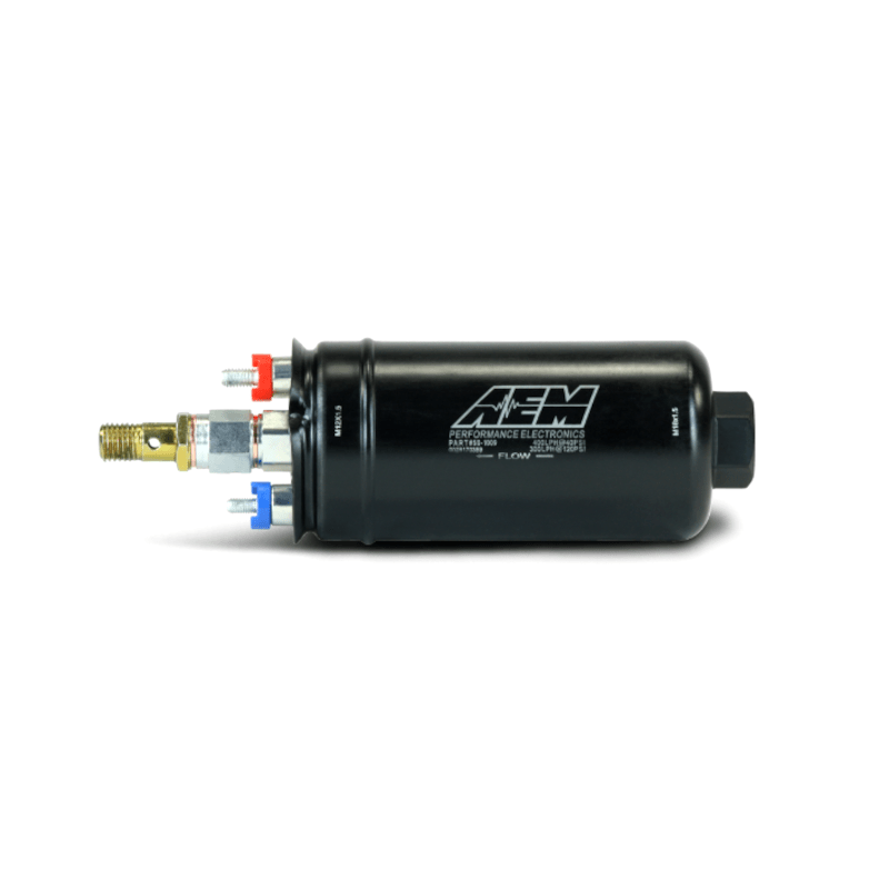 AEM High Flow Fuel Pump, Metric Fittings - Inline 400lph - torquegt