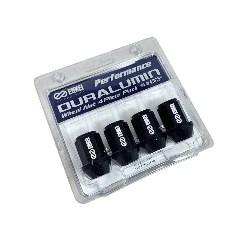 Enkei Duralumin Wheel Nut and Lock Set - Black - M12x1.5 - 4