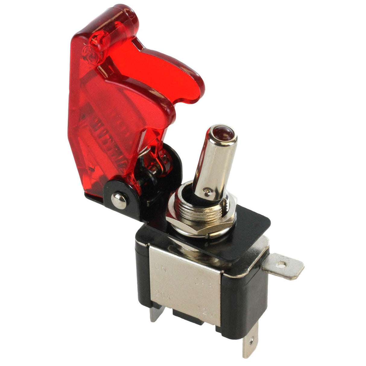 Exoracing 12V Illuminated Rocket Switch Transparent Red - torquegt