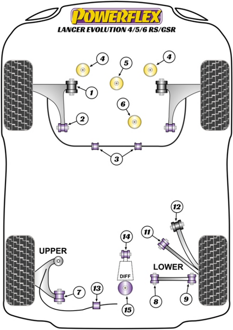 Powerflex Front Lower Rear Diff Mount (Road) - Mitsubishi Lancer Evo 4 / 5 / 6 / 7 / 8 / 9 / 10