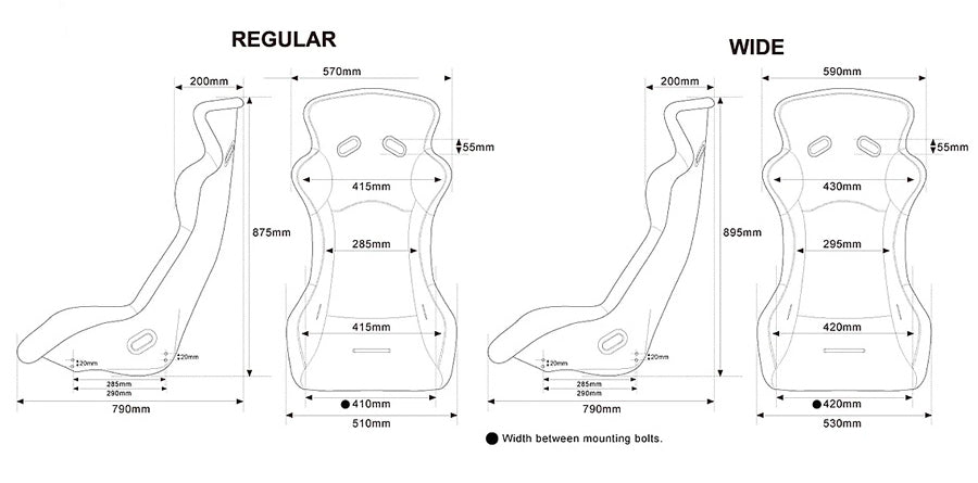 Mugen MX-A Fixed Bucket Seat - FRP - Black, Regular Size