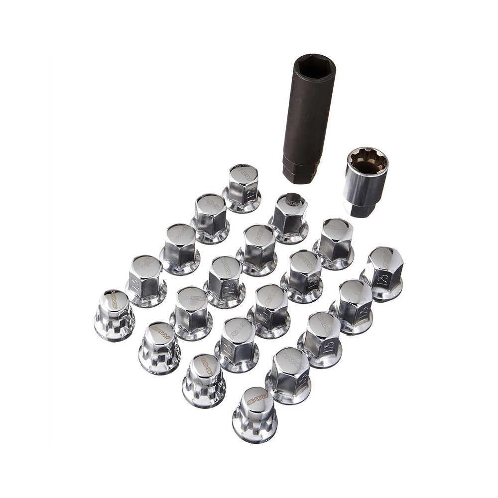 Rays 17HEX Steel Lock and Nut Set-M12x1.5-Chrome