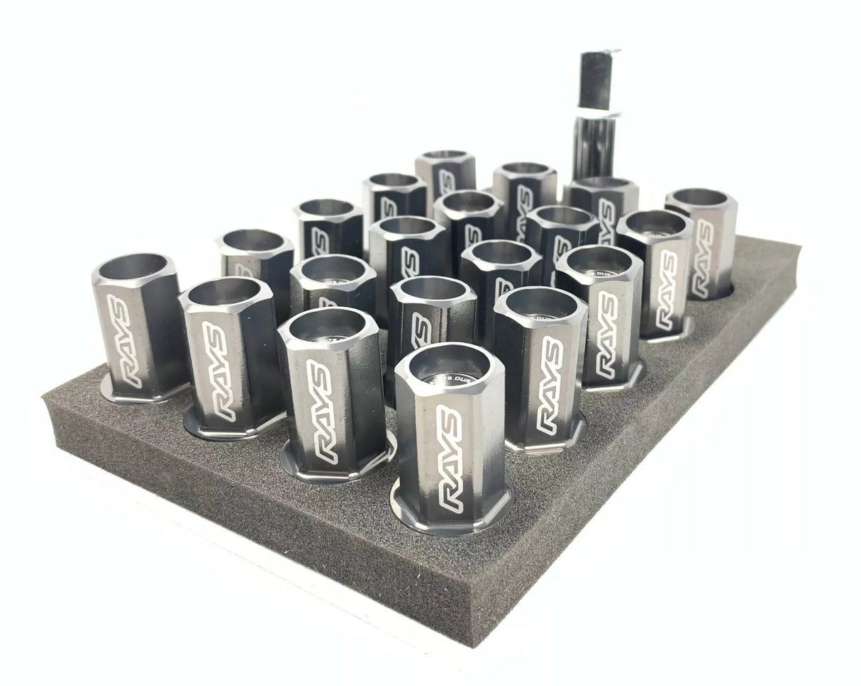 Rays Dura Nuts Straight Lock and Nut Set-M12x1.25-Gunmetal Grey