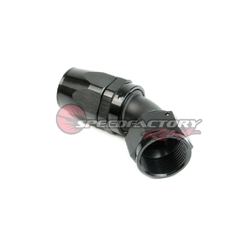 Accesorio de extremo de manguera anodizado negro SpeedFactory Racing -16 AN - 45 grados